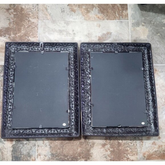 Wall Hanging Decor Mirror Metal Floral Pattern Overlay Wrought Metal Frame - Picture 3 of 13